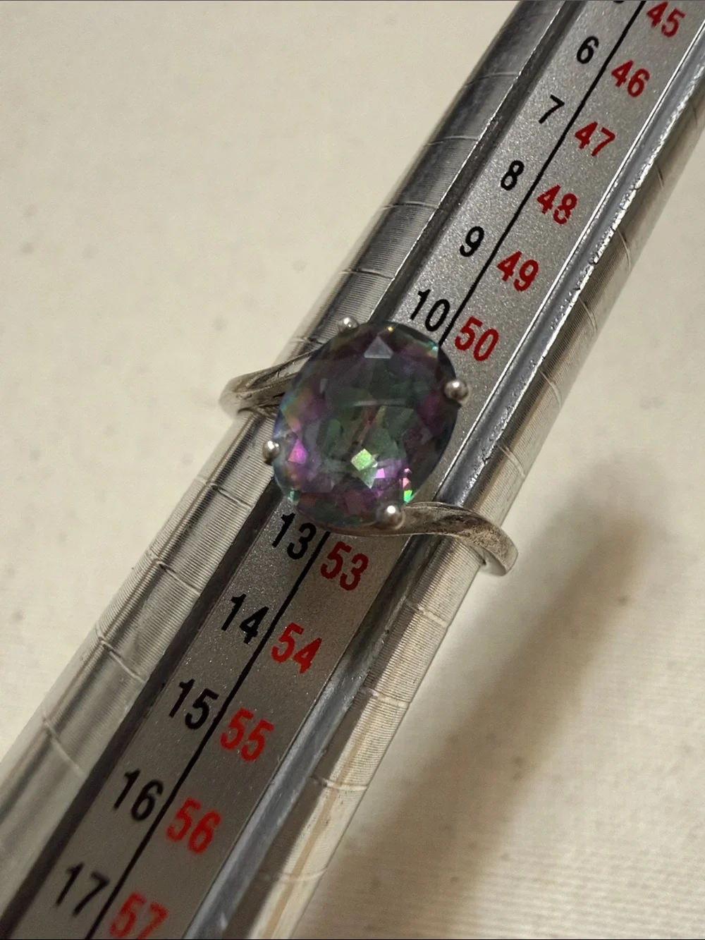 Sterling Silver 925 Mystic Topaz Oval Solitaire Ring in Iridescent size 6 - Picture 9 of 12